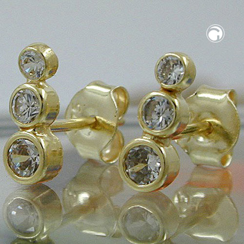Paire de boucles d'oreilles puces en or jaune 9k et zirconias