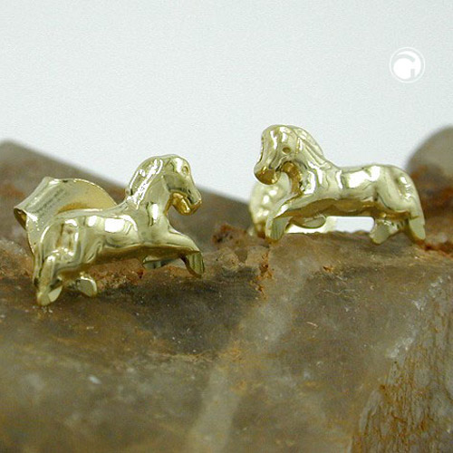 Paire de boucles d'oreilles or motif cheval fermoir papillon