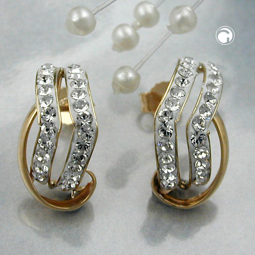 Paire de boucles d'oreilles or jaune demi-creoles scintillantes