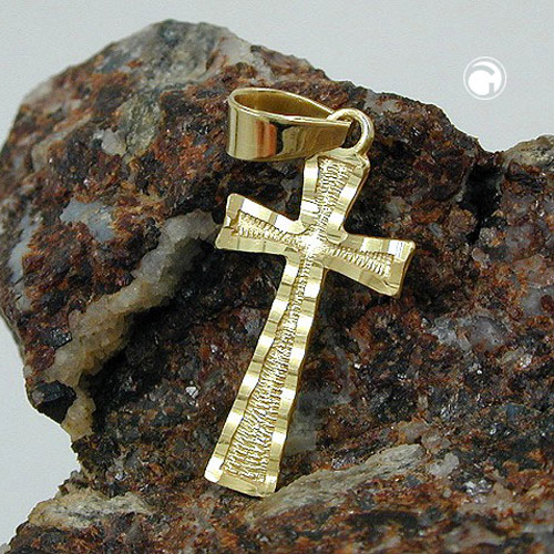 Croix en or 375/000 avec œillet, vue détaillée du motif intérieur