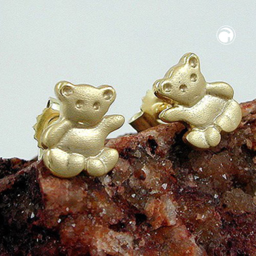 Puces d'oreilles or ours 8K vue de profil