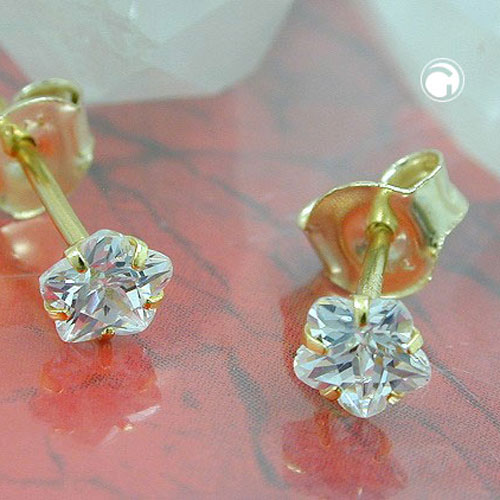 Boucles d'oreilles or jaune en forme de fleur avec zirconium