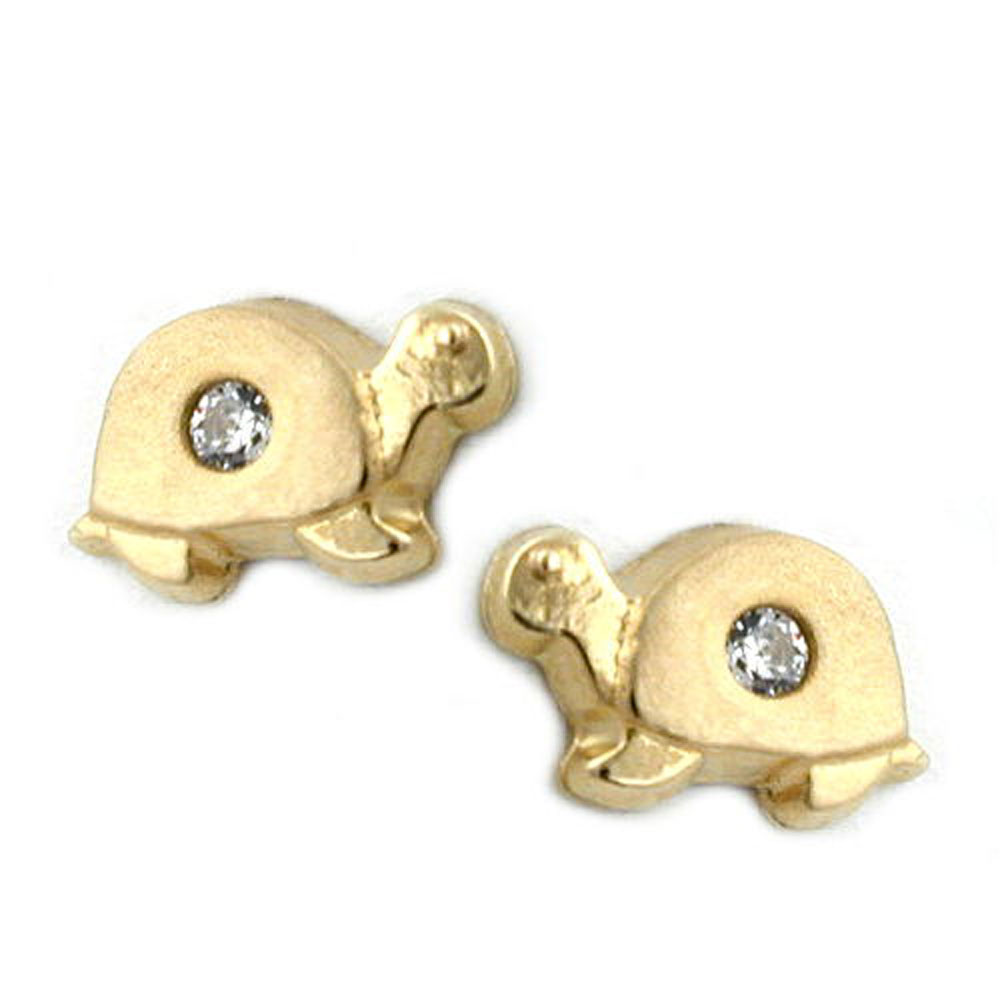 Boucles d'oreilles or tortue avec zirconias