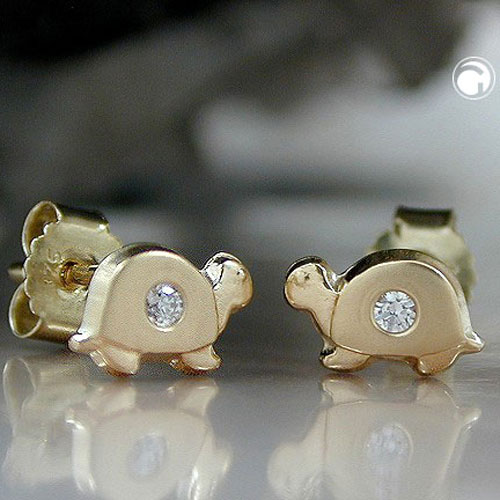 Paire de boucles d'oreilles or 9 carats forme tortue