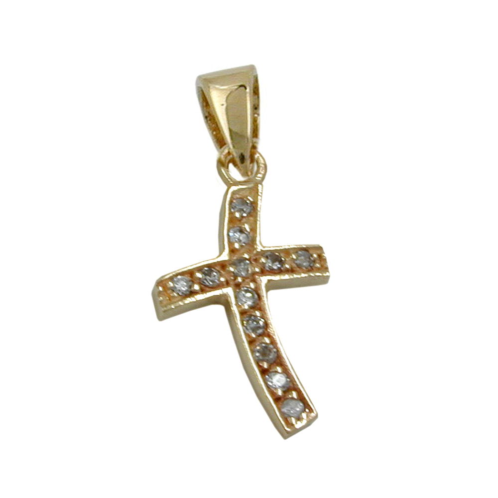 Pendentif croix en or 9 carats avec zirconias