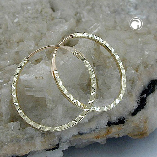 Paire de boucles d'oreilles en or 375 à facettes diamant