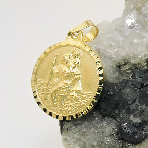 Médaille or Saint Christophe protecteur des voyageurs pendentif 9K