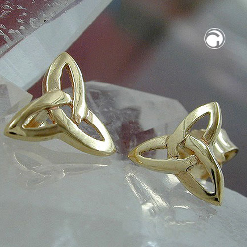Paire de boucles d'oreilles or symbole triquetra 7 mm