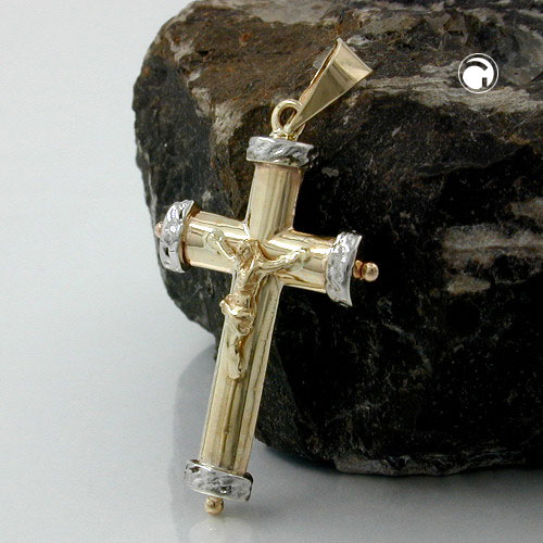 Croix en or 9K bicolore vue de face