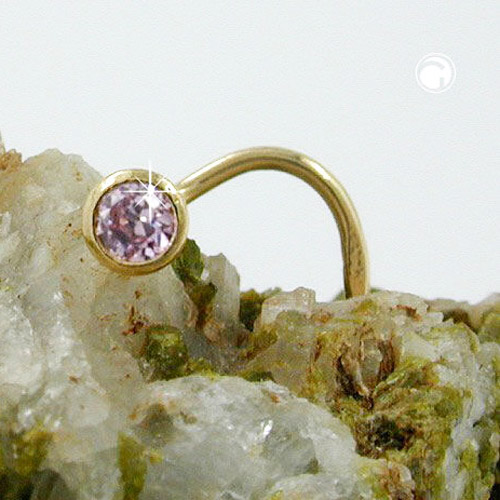 Piercing narine or 750 forme spirale pierre rose