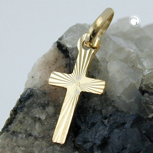 Croix diamantée or 14k vue de face