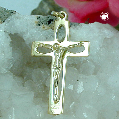 Croix en or 585 avec figure de Jésus, vue détaillée