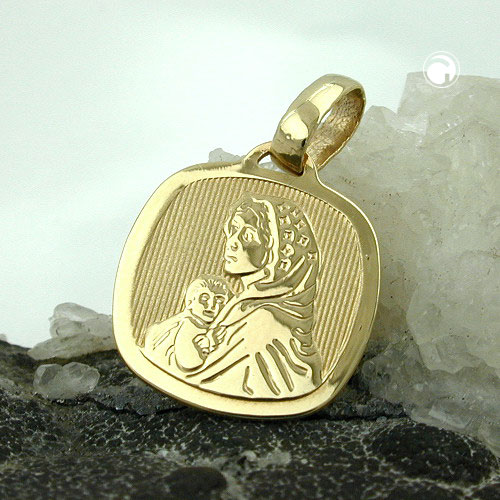 Médaille religieuse or jaune mère Marie 16x15 mm
