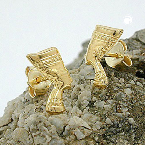 Boucles d'oreilles or Nefertiti de profil, finition brillante