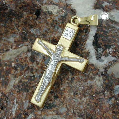 Croix or 14k rhodiée pendentif vue de face