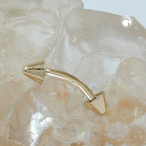 Bijou piercing nombril or 585 avec cônes vue latérale