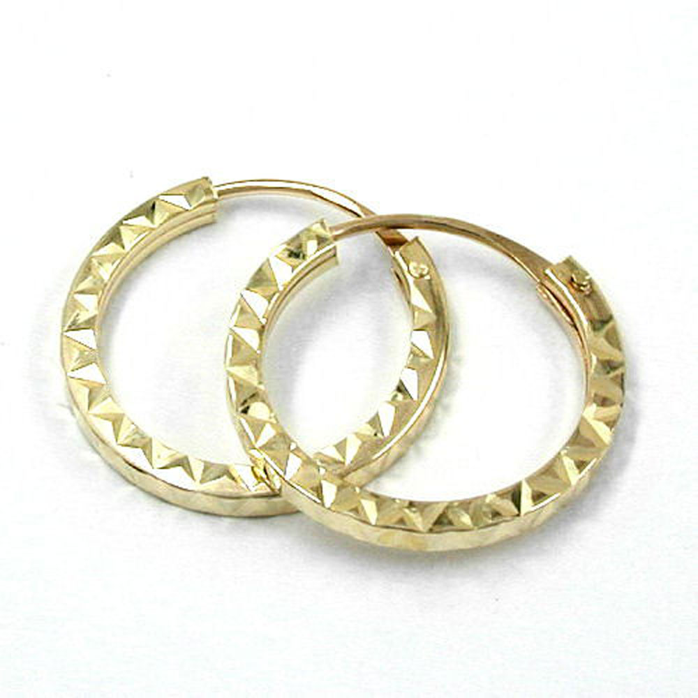 Boucles d'oreilles créoles or 9 carats carrées 15 mm