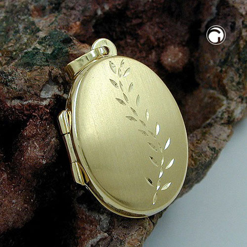 Pendentif or 9 carats motif floral locket vue de face