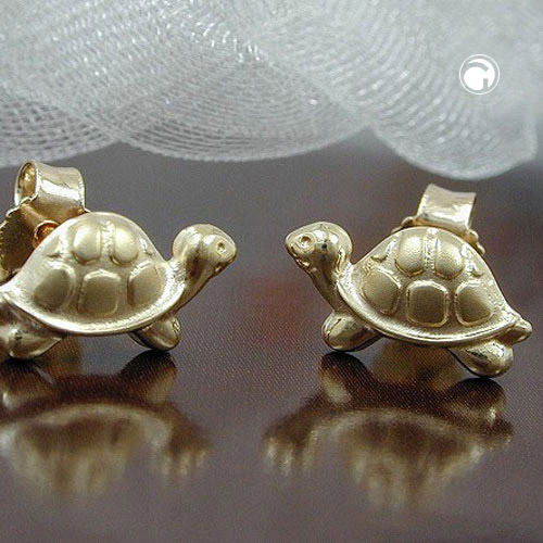 Paire de boucles d'oreilles or tortue avec fermoir papillon