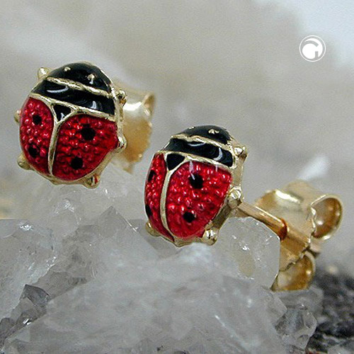 Paire de boucles d'oreilles enfant en or 9k forme coccinelle
