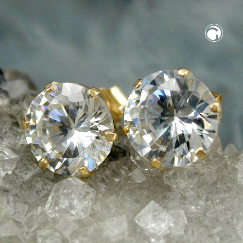 Créoles or jaune 375/000 avec zirconium taille brillant