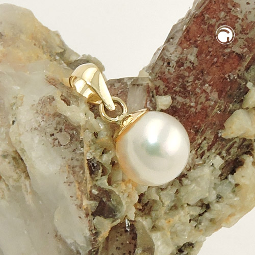 Collier pendentif or jaune perle freshwater vue de face