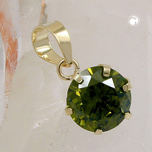 Bijou or pendentif olive zirconia vue rapprochée