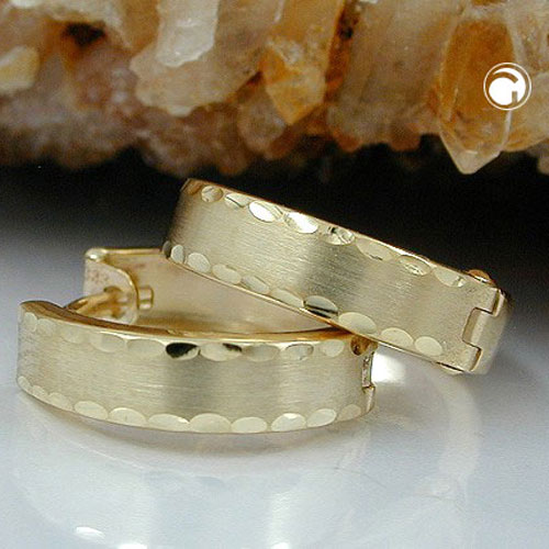 Créoles or 9 carats finition diamantée vue de côté