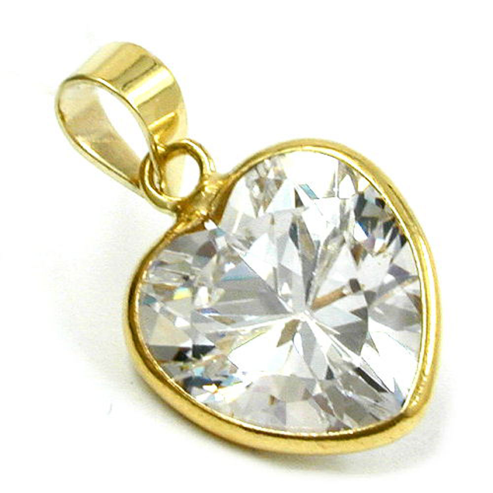 Pendentif or 9K en forme de coeur avec zirconia blanc
