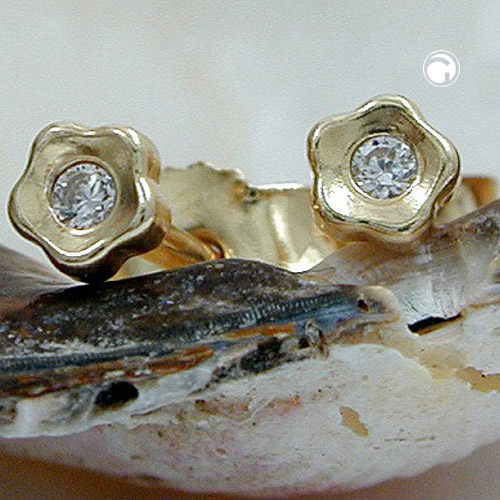 Paire de boucles d'oreilles or 9 carats forme fleur