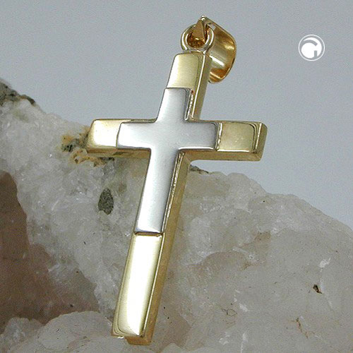Croix pendentif or 375 finition brillante