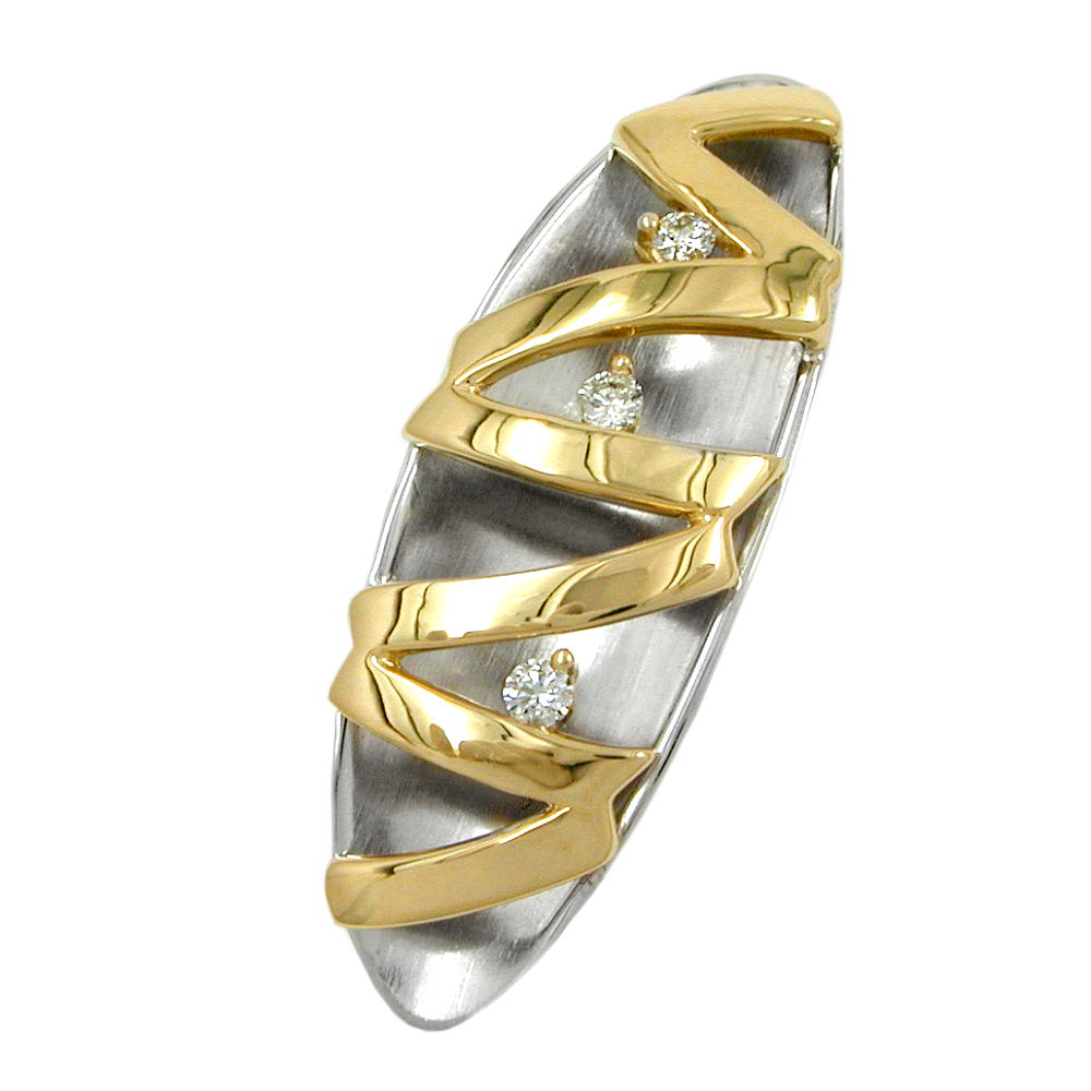 Pendentif or 14K bicolore avec trois diamants