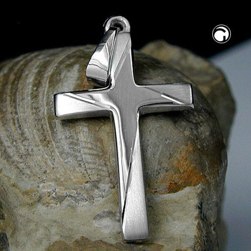 Croix or blanc 14 carats pendentif vue de face