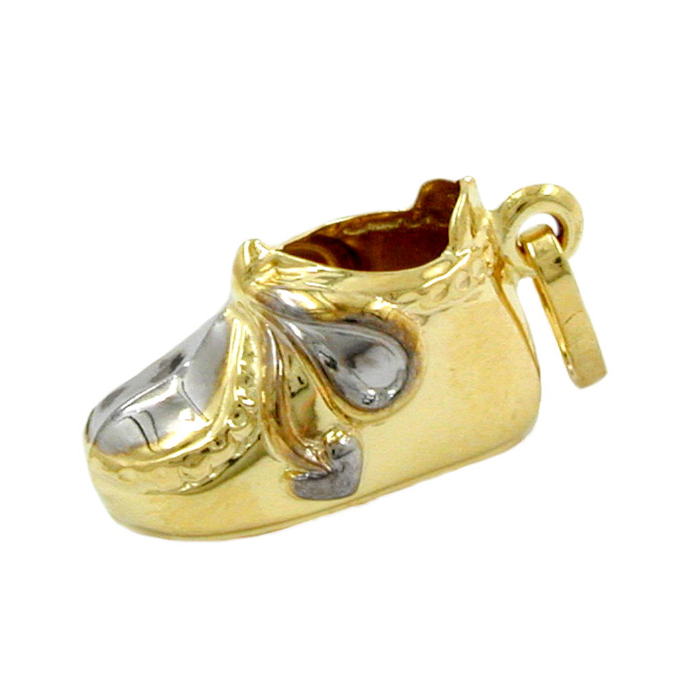 Pendentif or 9K forme chaussure bébé bicolore