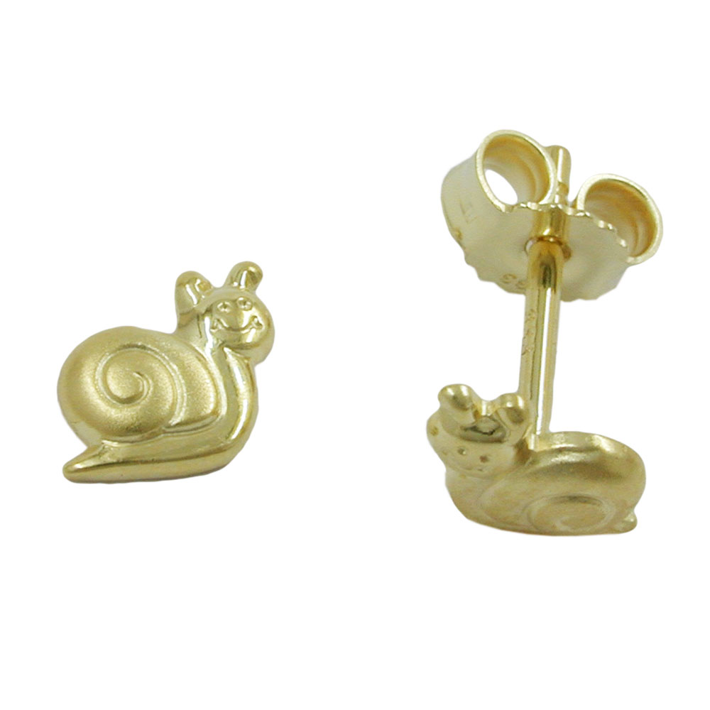 Boucles d'oreilles or 9 carats forme escargot finition mate