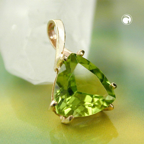 Pendentif or jaune serti d'une pierre verte zirconia