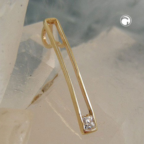 Pendentif long en or 375 avec zircon blanc, vue détaillée
