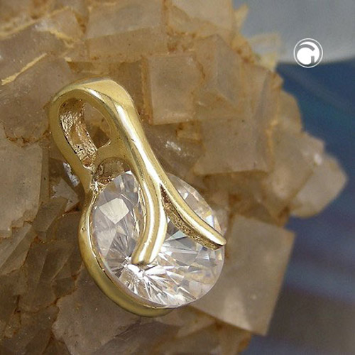 Pendentif or 9k zirconia, design chic et sophistiqué