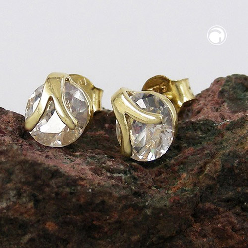 Paire de boucles d'oreilles or 375/000 ornées de zirconiums scintillants