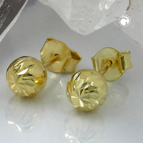 Clous d'oreilles or boule 5mm or 9k fermoir papillon