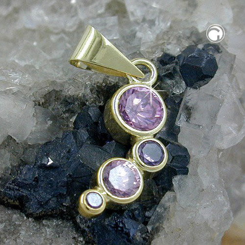 Bijou pendentif or zircon rose-violet vue détaillée