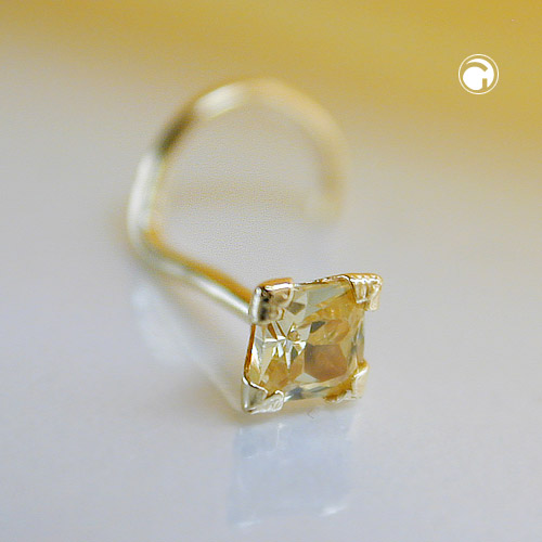 Vis de nez en or jaune 750/000 serti d'une pierre citrine, vue de profil