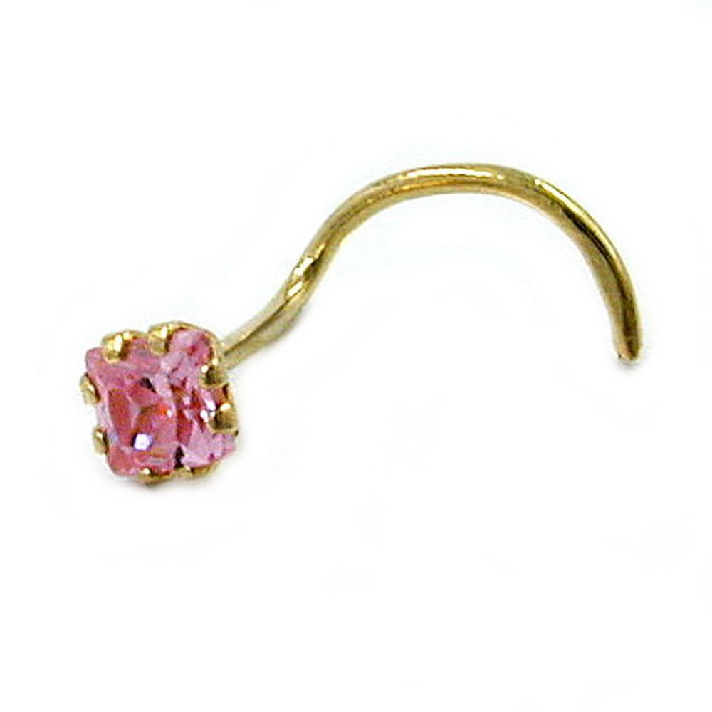 Piercing nez en or 18K avec zircon rose 3mm