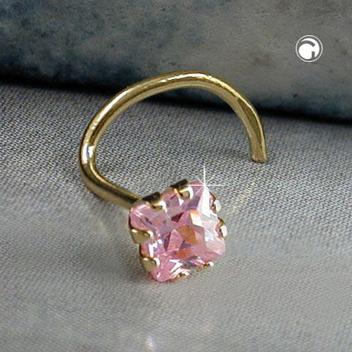 Bijou piercing narine or 18 carats pierre rose