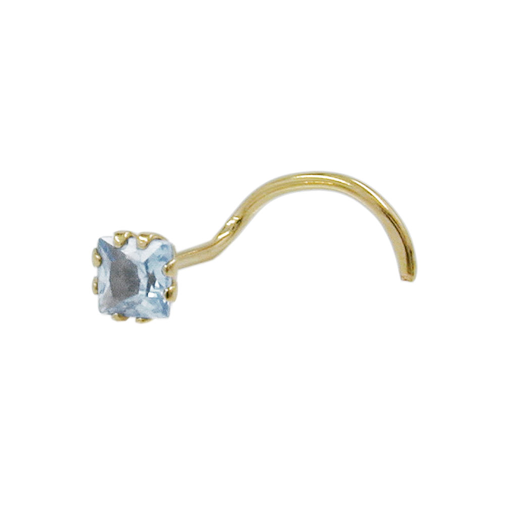 Nose screw piercing or 18 carats zircon bleu aqua 3mm