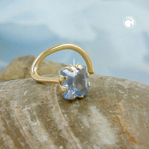 Piercing nez or 750 zircon cubique bleu clair