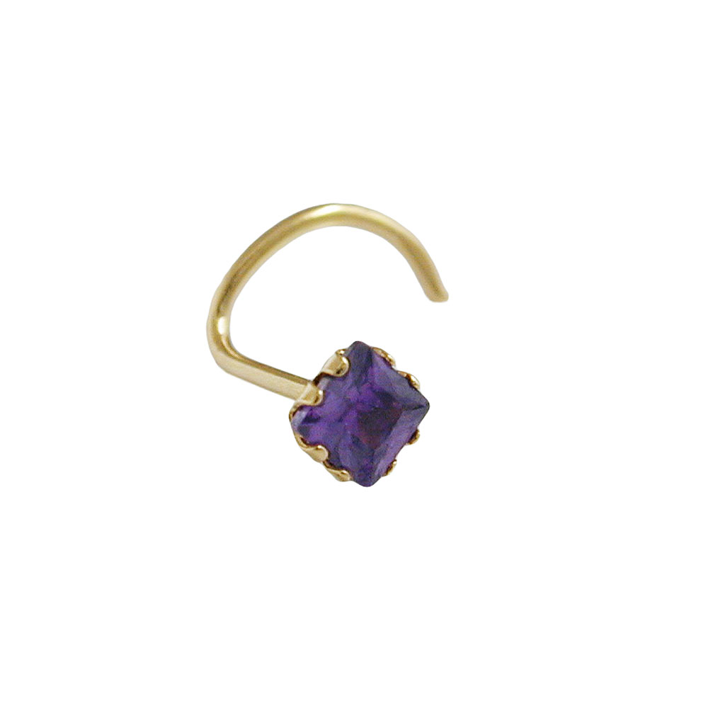 Nose screw or 18K avec zircon violet 3mm