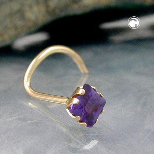 Piercing nez or 18K pierre violette zircon