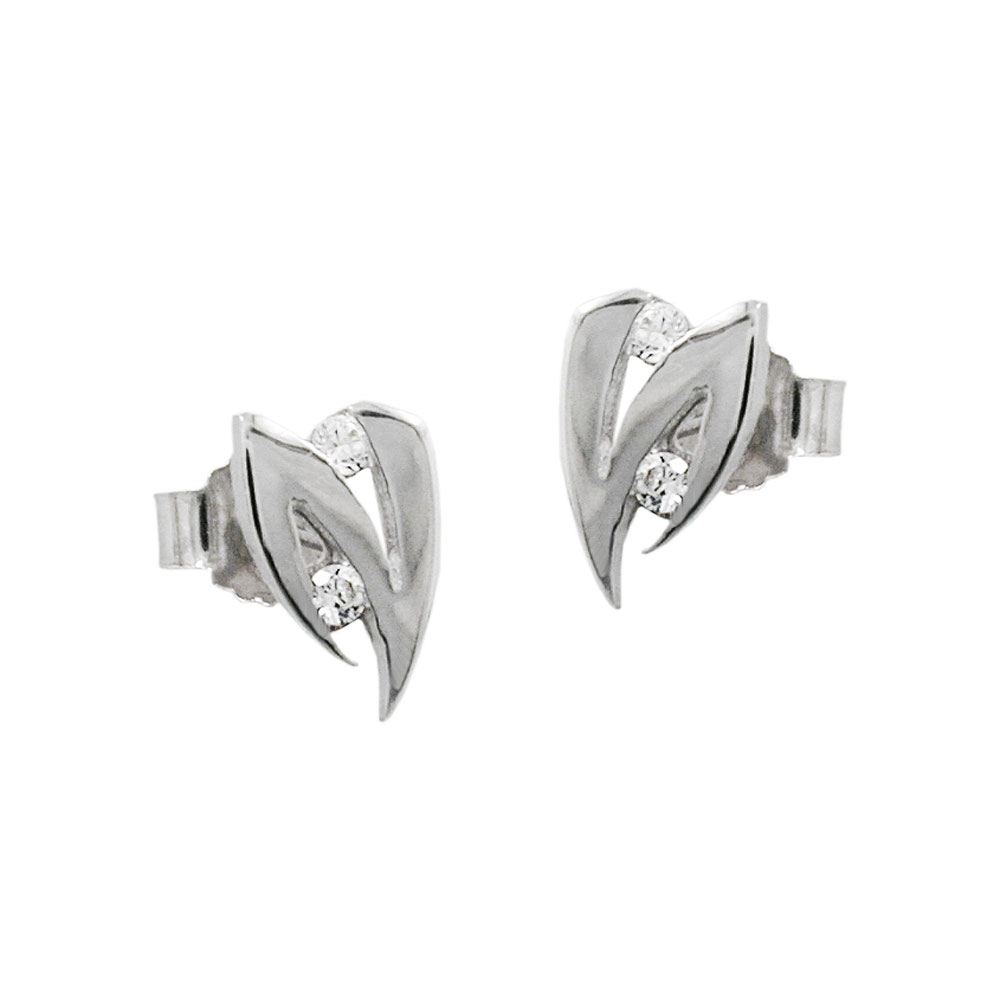 Boucles d'oreilles or blanc 14 carats avec zircones cubiques design filigrane