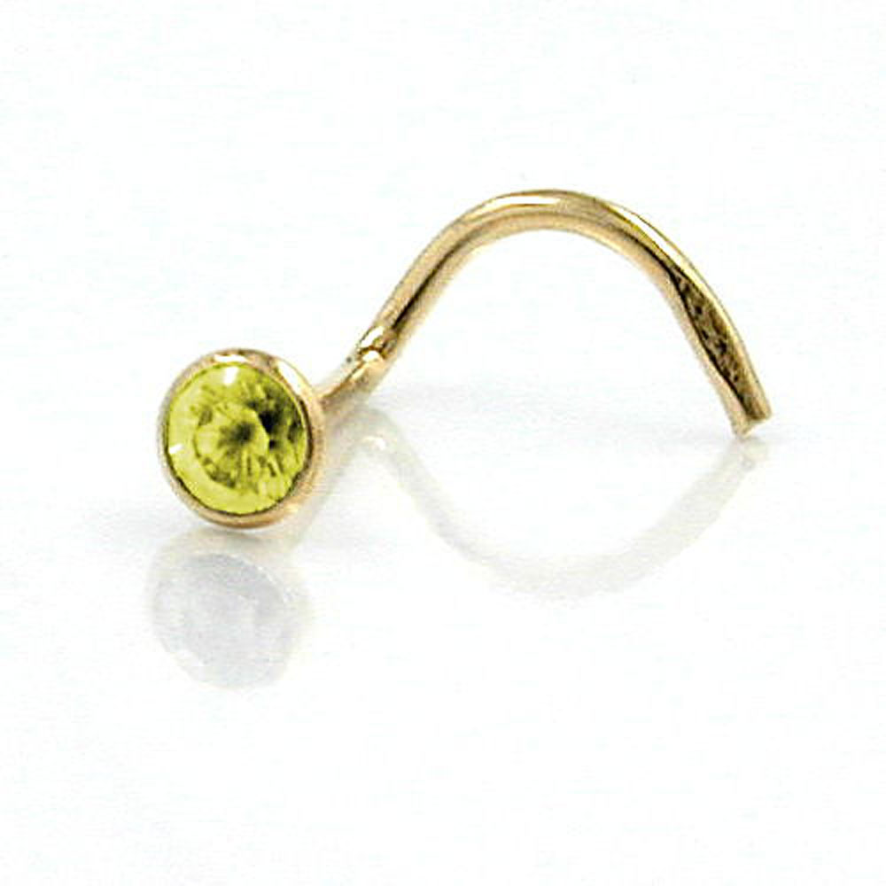 Piercing nez or 18K citrin zircon cubique taille 2.5mm